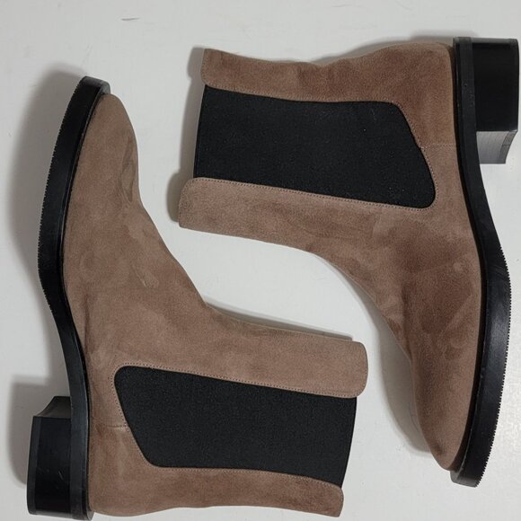 NEW Stuart Weitzman Cline Sleek Chelsea Boots Womens 9.5 Beige Suede Designer - Picture 2 of 10